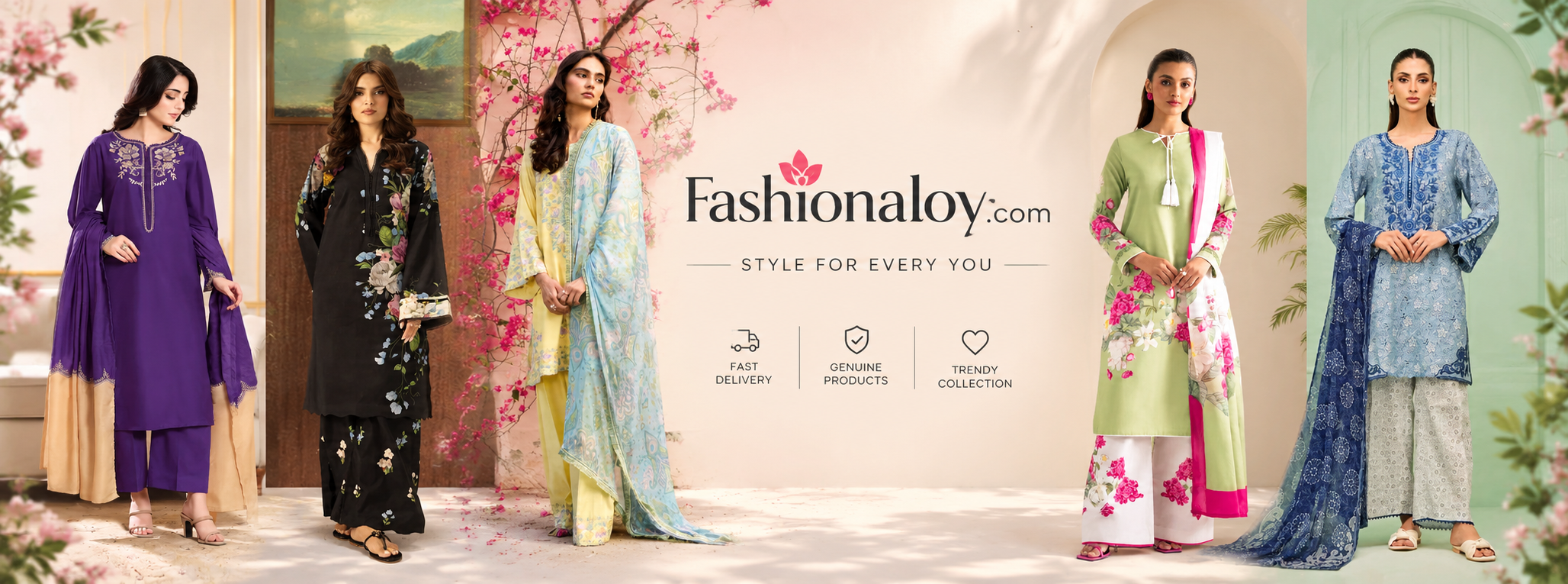 Pastel Floral Fashion Editorial Banner