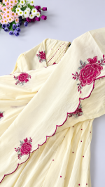 Elegant Ivory Rose Embroidered 3-Piece - Image 4
