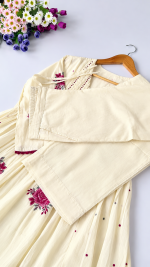 Elegant Ivory Rose Embroidered 3-Piece - Image 3